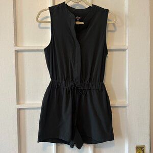 NWOT Girlfriend Collective Stretch Woven Sleeveless Romper, Black -- Size XS
